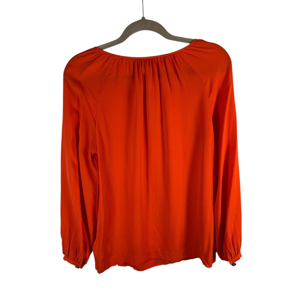 Tory Burch Orange 100% Silk Long Sleeve Blouse Top Style 11111168 Womens Size 2 - Picture 3 of 12